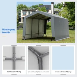 COSTWAY Garagenzelt Carport, Maße: 490 X 290 X 245 Cm, Zeltgarage Mit Türen, Weidezelt Lagerzelt Garage Unterstand, Autounterstand Für SUV, Boot, Fracht, Outdoor-Events -Deutschland Garten Zier Verkaufs-Shop acaa0821ef5d7f8d329021a2c715cb2f