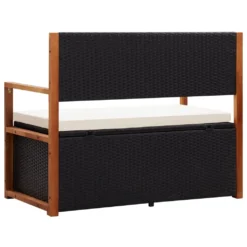 VidaXL Bank Mit Stauraum 115 Cm Poly Rattan Massivholz Akazie Schwarz -Deutschland Garten Zier Verkaufs-Shop acc3daf4cc706a883179464fed7adf86