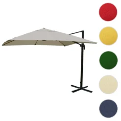 Gastronomie-Ampelschirm MCW-A96, 3,5x3,5m (Ø4,95m) Polyester/Alu 25kg Creme-grau Mit Ständer, Drehba -Deutschland Garten Zier Verkaufs-Shop ad272fe4bfe123b66b7b824bfa145773