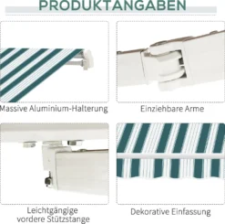 Outsunny Manuelle Gelenkarmmarkise 395 Cm Markise Mit Handkurbel Balkonmarkise Sonnenschutz Wandmontage Balkon Alu Weiß+Grün 395 X 245 Cm -Deutschland Garten Zier Verkaufs-Shop ad452f83672c79bf1e13199ac3a79d8d