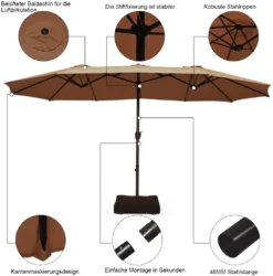 COSTWAY 460x270cm Doppelsonnenschirm Mit Basis Gartenschirm Ampelschirm Marktschirm Sonnenschirm Terrassenschirm Braun -Deutschland Garten Zier Verkaufs-Shop ad9bc3cc1d3e5444ad245a628f433d63