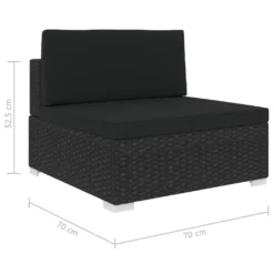 VidaXL Modular-Sofa-Mittelteil 1 Stk. + Auflagen Poly Rattan Schwarz -Deutschland Garten Zier Verkaufs-Shop adc8113ffe52f2423823f5f8ccf99543