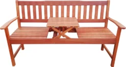 KMH® 3-sitzerEukalyptus Gartenbank Mit Integr. Tisch