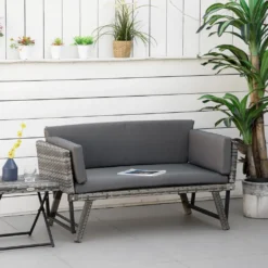 Outsunny Polyrattan Gartensofa 2 Sitzer Gartenmöbel Loungesofa Gartenbank Gartenliege Klappbar Armlehnen Stahl Grau 129 X 63 X 67 Cm -Deutschland Garten Zier Verkaufs-Shop adcd0be957057de8a0f051d4a86a09c7