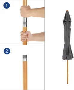 SONGMICS 200 × 125 Cm Holz-Sonnenschirm, Marktschirm, UV-Schutz UPF 50+, Gartenschirm, Terrassenschirm, Sonnenschutz, Ohne Ständer Grau GPU26GY -Deutschland Garten Zier Verkaufs-Shop ade1eb2a39f7b73a81c89f9d80f87590