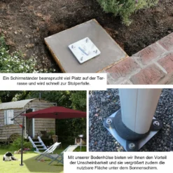 EINFEBEN Universal Bodenplatte Metall Sonnenschirmstaender Fuer Sonnenschirm Ampelschirm Kurbelschirm Bodentraeger Bodenanker Einfache Montage 16 X 16 Cm -Deutschland Garten Zier Verkaufs-Shop ae8bd00583a8f1941734f3c12f493f72