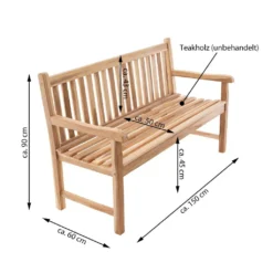 VCM 3-Sitzer Gartenbank Parkbank Hochwertig Massiv Teak Holz Natur 150 Cm -Deutschland Garten Zier Verkaufs-Shop ae8ff83810ffe235f1a5c5dc22ccc74c