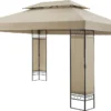 Festzelt Lanciano Pavillon Für Terrasse Oder Garten 400x300x265 Cm Anstellpavillon Gartenpavillon Sonnenschutz Mit Doppeldach Stahl Stahlgestell Beige