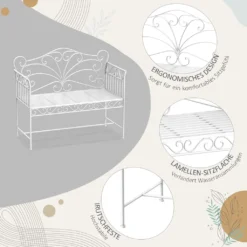 Outsunny Gartenbank Parkbank Sitzbank Bank Gartenmöbel 2-Sitzer Metall Weiß -Deutschland Garten Zier Verkaufs-Shop afeef30308c3f7706d1ba03189657729
