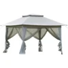 Outsunny Faltpavillon Pop-Up-Zelt Gartenpavillon Inkl. Rollentasche Stahl+Oxford+Mesh Grau+Schwarz 3,64x3,64x2,94m