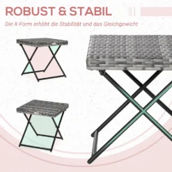 Outsunny Polyrattan Beistelltisch Gartentisch Klappbar Couchtisch Gartenmöbel Falttisch Metall Grau 40 X 40 X 40 Cm -Deutschland Garten Zier Verkaufs-Shop b2378b65dbb9a22e9073c83238c5727d