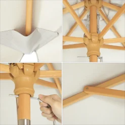 SONGMICS Sonnenschirm Für Den Balkon, 200 X 125 Cm, Rechteckiger Balkonschirm, Sonnenschutz, Schirmmast, Schirmrippen Aus Holz, Knickbar, Ohne Ständer, Garten, Outdoor, Beige GPU26BE -Deutschland Garten Zier Verkaufs-Shop b317cb3dd4227c94bfbad1dd2949c2e5