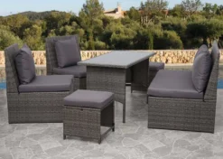 2x Poly-Rattan Sessel HWC-G16, Lounge-Rattanstuhl Gartenstuhl, Gastronomie Schwarz, Kissen Hellgrau -Deutschland Garten Zier Verkaufs-Shop b32d493fbdf581609bf4ed97098494ce 1