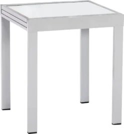 Merxx Balkontisch Ausziehbar 65/130 X 65 Cm - Aluminiumgestell Silber Mit Matter Glasplatte