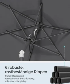 SONGMICS Sonnenschirm 210 Cm, UPF 50+, Beidseitig Um 30° Knickbar, Sonnenschutz, Mit Kurbel Zum Öffnen/Schließen, Grau GPU202G01 -Deutschland Garten Zier Verkaufs-Shop b3656390fb4f013e1bf43acfeee618c4