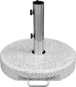 Sonnenschirmständer Rund 30kg Rollbar Hellgrau Poliert