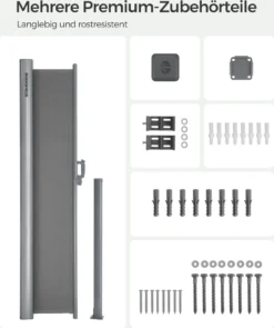 SONGMICS Alu Seitenmarkise, Ausziehbar, 160 X 400 Cm, Aus Polyester (280 G/m²), Markise, Sichtschutz, Sonnenschutz, Blickdicht, Seitenrollo, Für Balkon, Terrasse, Garten, Hellgrau ASG164G03 -Deutschland Garten Zier Verkaufs-Shop b42432c36d9e492283695f222121ef6e