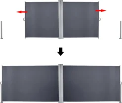 Lospitch Doppel Seitenmarkise Markisen Wandmarkise 180x600cm Ausziehbar Garten Sichtschutz Grau -Deutschland Garten Zier Verkaufs-Shop b4483f999d2ad82e77c832da14230c89