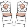 Deuba Mosaikstühle 2er Set Metall Sitzhöhe 45cm Klappbar Garten Balkon Terrasse Stuhl Gartenstuhl Gartenmöbel Klappstuhl Stühle