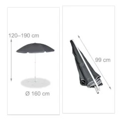 Relaxdays Grauer Sonnenschirm 160 Cm -Deutschland Garten Zier Verkaufs-Shop b58ce5a20501286d06f81b7033490196