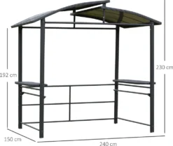 Outsunny Grillpavillon Mit Flammschutzdach, BBQ-Pavillon Mit 2 Ablagen Stahl PC Dunkelgrau, 240 X 150 X 230 Cm -Deutschland Garten Zier Verkaufs-Shop b5a18d969c190ed8293365753655e504