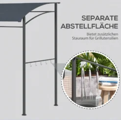 Outsunny Grillpavillon, Grillüberdachung, Regenschutz, UV-beständig, Wasserdicht, Mit Haken, Stahlrahmen, Polyester, Grau, 215 X 150 X 174/220 Cm -Deutschland Garten Zier Verkaufs-Shop b5d264726499378a01620f537103c257