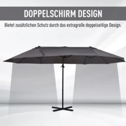 Outsunny Sonnenschirm Mit Kurbel, Doppelschirm, Verstellbarer Gartenschirm, Sonnenschutz, Metall, Grau, 460 X 270 X 250 Cm -Deutschland Garten Zier Verkaufs-Shop b70a57af9951cf729106767ebd5ff069