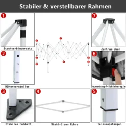 COBIZI Pavillon 3x3m Pop Up Faltpavillon Mit 4 Seitenwänden, Oben Mit Belüftungsloch, Wasserdicht, UV-Schutz 50+ Gartenzelt Partyzelt, Inkl .Tasche, 4 Sandsack, Schwarz -Deutschland Garten Zier Verkaufs-Shop b7e0cd6601c0fa75d6f90a48db9fdb49