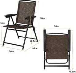 COSYWAY 4er Set Klappstühle Hochlehner, Gartenstuhl Klappsessel, Terrassenstühle Outdoor Bis 135kg, Lehnstuhl Höhenverstellbar -Deutschland Garten Zier Verkaufs-Shop b8acc99ff23431894024cdf2331741db