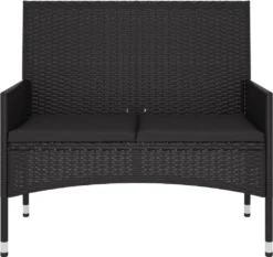 VidaXL Gartenbank 2-Sitzer Mit Kissen Schwarz Poly Rattan -Deutschland Garten Zier Verkaufs-Shop b8bf2e68cfbc218912bba094b7371769
