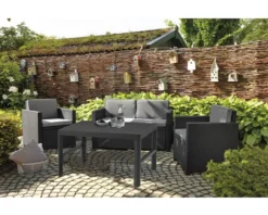 Loungeset Keter Victoria Polyrattan Optik 4-Sitzer 4-teilig Grau Inkl. Polster -Deutschland Garten Zier Verkaufs-Shop b9f75a3aea288b3303659822dd0cbe19