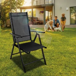 Tillvex Gartenstuhl Schwarz Klappbar Aus Aluminium | Hochlehner Mit Armlehnen | Klappstuhl Verstellbar | Klappsessel Balkon Garten Terrasse -Deutschland Garten Zier Verkaufs-Shop bbf8747ab98bdf75df02bc9ef675629b