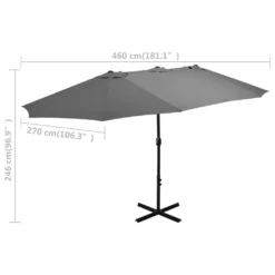 VidaXL Sonnenschirm Mit Aluminium-Mast 460 X 270 Cm Anthrazit -Deutschland Garten Zier Verkaufs-Shop bc2928ceb33a04e821220ba103d463bf