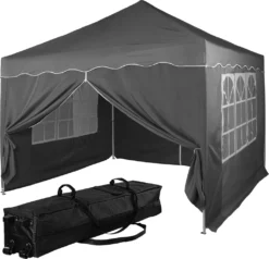 INSTENT® Pavillon 3x3m WASSERDICHT BASIC Anthrazit Garten Party Zelt Faltbar