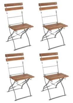 4er Set Biergartenstuhl Gartenstuhl Klappbar - Metall Und Akazie