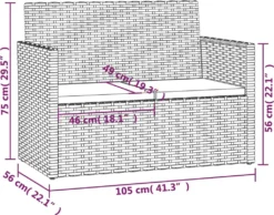 VidaXL Gartenbank Mit Kissen Schwarz 105 Cm Poly Rattan -Deutschland Garten Zier Verkaufs-Shop bca936e8d5c69a07efb32a5be3129933