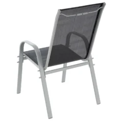 VCM 4er Set Stapelstuhl Rahmen Hellgrau Textilene Schwarz Gartenstuhl Stapelsessel -Deutschland Garten Zier Verkaufs-Shop bce575b45220a4d52ed38bb46f9c80a6