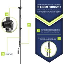 Tillvex Balkonmarkise 300 Cm Anthrazit Gelenkarm Markise Klemmmarkise Sonnenmarkise Balkon Ohne Bohren -Deutschland Garten Zier Verkaufs-Shop bdba57ede60786dd3e2ade87950ab1b9 5