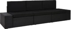 VidaXL Modulares 3-Sitzer-Sofa Poly Rattan Schwarz