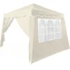 Faltpavillon 3x3 M + 4 Seitenwände Mit Seitenfenster, Farbe:creme