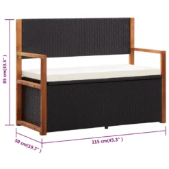 VidaXL Bank Mit Stauraum 115 Cm Poly Rattan Massivholz Akazie Schwarz -Deutschland Garten Zier Verkaufs-Shop be92e4fe79de94f63ee8aaa2a62ac009