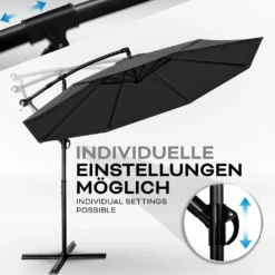 Tillvex Sonnenschirm Anthrazit Ø 3m Ampelschirm Gartenschirm Marktschirm Kurbel Balkon Alu Neigbar -Deutschland Garten Zier Verkaufs-Shop bee30b490434163b2a7e31ff9a0c88dd