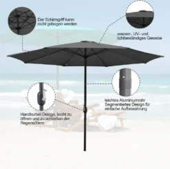 EINFEBEN 3.5m Sonnenschirm Gartenschirm Wasserabweisend Terrassenschirm UV40+ Mit Handkurbel Balkon Marktschirm,Grau,3.5m -Deutschland Garten Zier Verkaufs-Shop bf1776c134b64ca5adf52b965bf088e6 1
