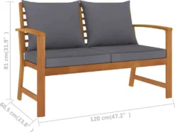 VidaXL Gartenbank 120 Cm Mit Dunkelgrauen Kissen Massivholz Akazie -Deutschland Garten Zier Verkaufs-Shop bf2e56f6b80a7c7df78d9c9c77e6de97