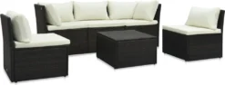 VidaXL 4-tlg. Garten-Lounge-Set Mit Auflagen Poly Rattan Braun