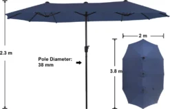 PHIVILLA Garten Sonnenschirme 380mm×200 Mm Balkonschirm Großer Sonnenschirm Für 6-8 Personen Terrassenmöbel Gartenschirm Handkurbel UV 50+ -Deutschland Garten Zier Verkaufs-Shop bf4d08c50fa76a2c80833b7aef1bbd16