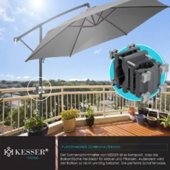 KESSER® Premium Sonnenschirmhalter Universal Balkongeländer - Schirmständer Für Eckige Und Runde Schirme | Balkon Terrasse Sonnenschirm Halterung Hohe Flexibilität | Starke Klemmkraft, Farbe:Anthrazit / Grau -Deutschland Garten Zier Verkaufs-Shop bfa5cc33f0a73d2900e41eee28bfd76d
