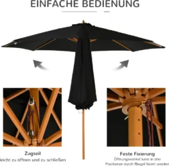 Outsunny Sonnenschirm Holz 300 Cm Holzschirm Gartenschirm Balkonschirm Bambus Schwarz -Deutschland Garten Zier Verkaufs-Shop bfb99fb282d0aa20bf7c8ab472668fcb