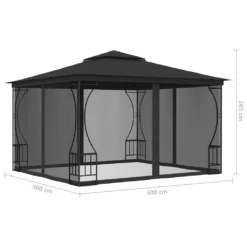 VidaXL Pavillon Mit Netz 300x300x265 Cm Anthrazit -Deutschland Garten Zier Verkaufs-Shop c01f0cbf9c846a1c94195f5256d6fc94