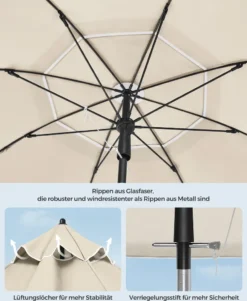 SONGMICS Sonnenschirm 160 Cm, Sonnenschutz UPF 50+, Beidseitig Um 30° Knickbar, Höhenverstellbar, Mit Tragetasche, Ohne Ständer, Beige GPU60WTV1 -Deutschland Garten Zier Verkaufs-Shop c0578d14c43f70b842da05aa4e272b59
